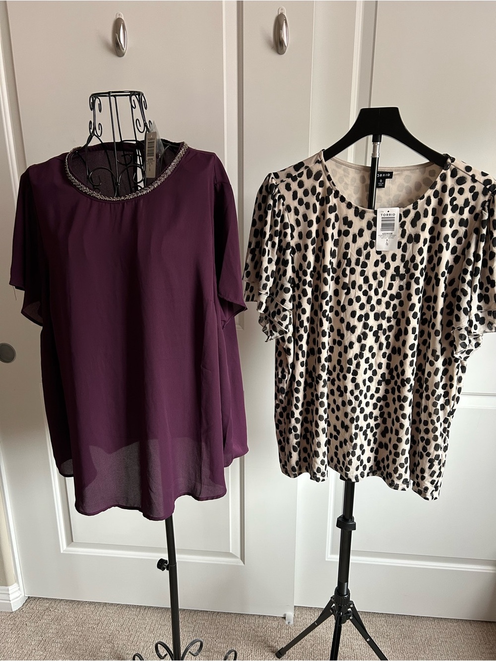 torrid Plum Beaded Neck Flutter Sleeve Blouse